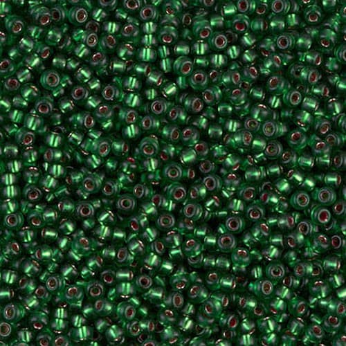 1661 - Dyed Semi Frosted Rose Silver Lined Leaf Green